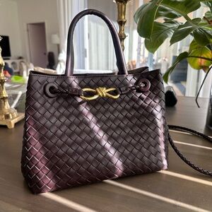 Woven Leather Handbag - Chocolate Brown